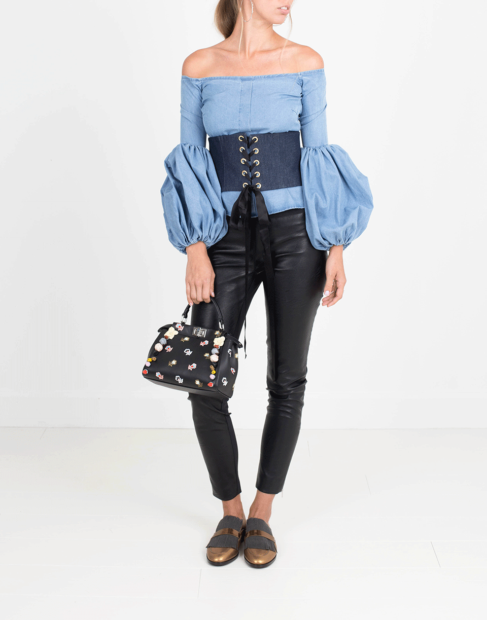 CAROLINE CONSTAS-Gisele Off Shoulder Chambray Blouse-