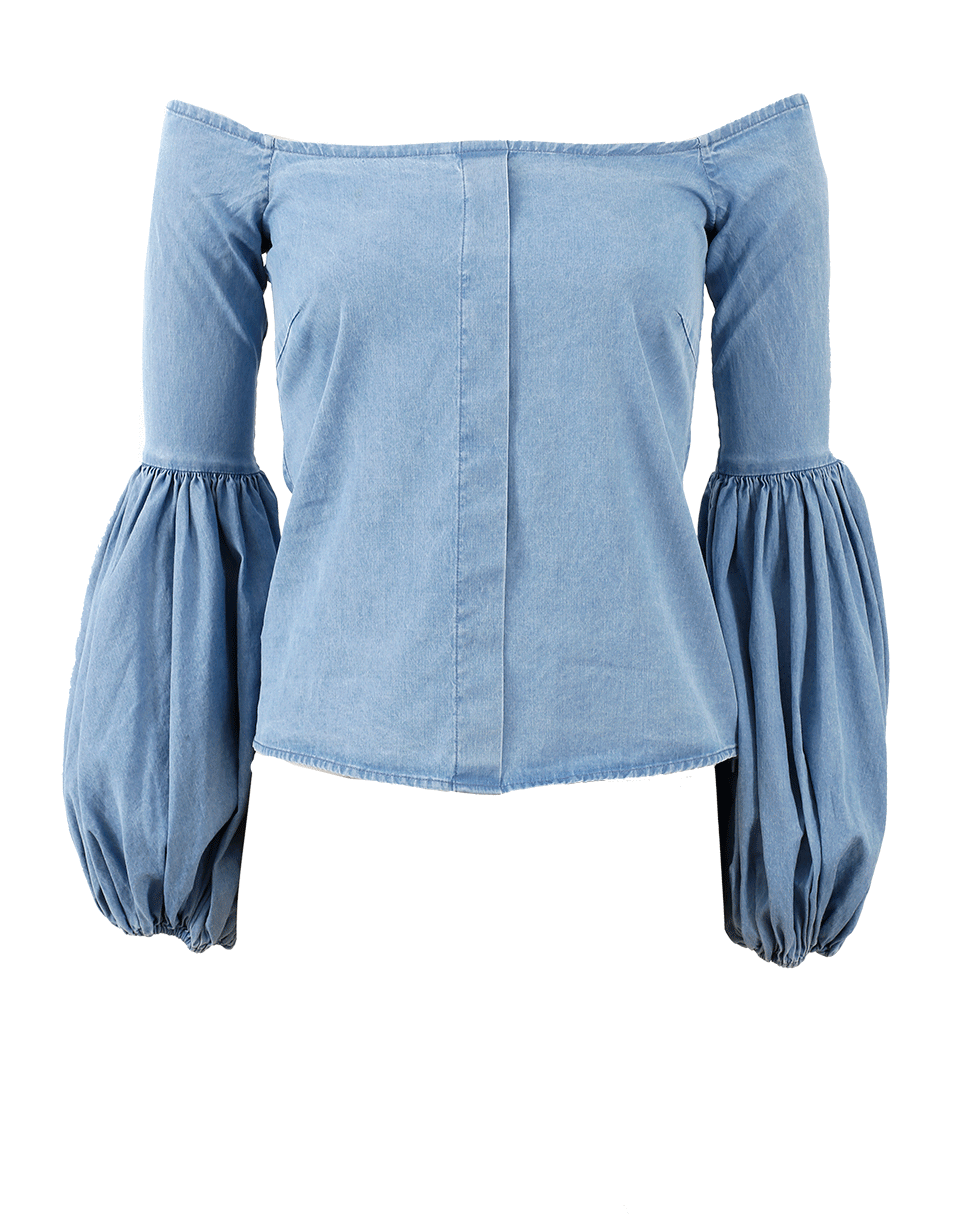 CAROLINE CONSTAS-Gisele Off Shoulder Chambray Blouse-