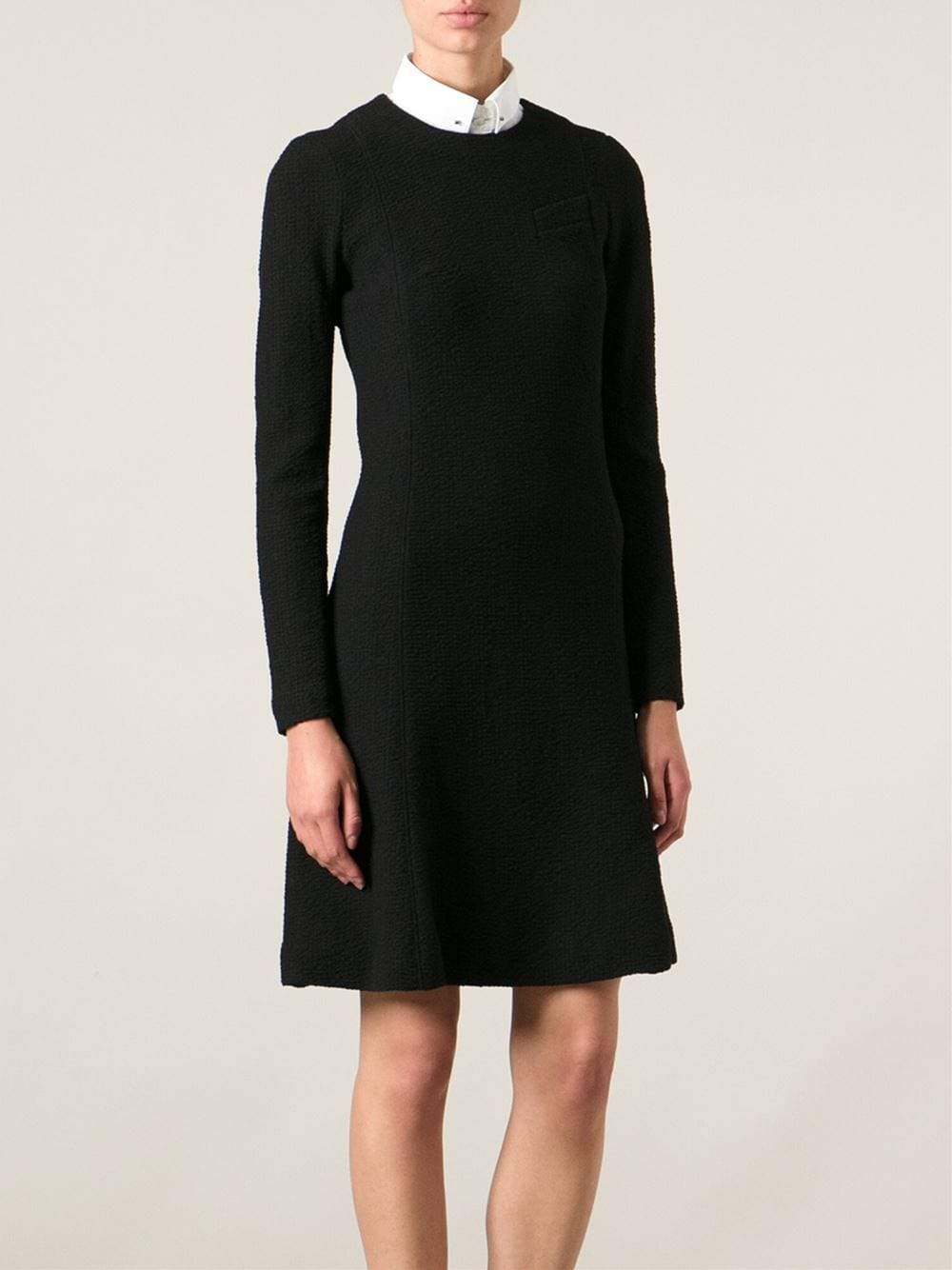CARVEN-Seersucker Flare Dress-