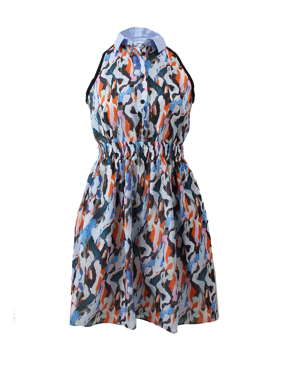 CARVEN-Printed Dress With Piping Detail-