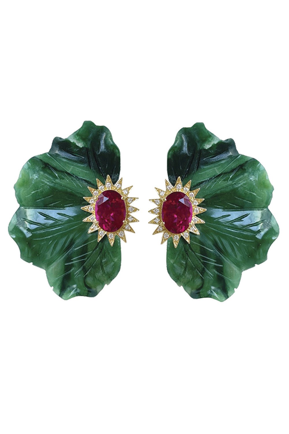 CASA CASTRO-African Jade Mother Nature Earrings-YELLOW GOLD