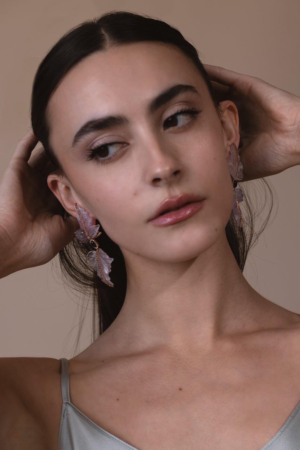 CASA CASTRO-Amethyst Mother Nature Earrings-YELLOW GOLD