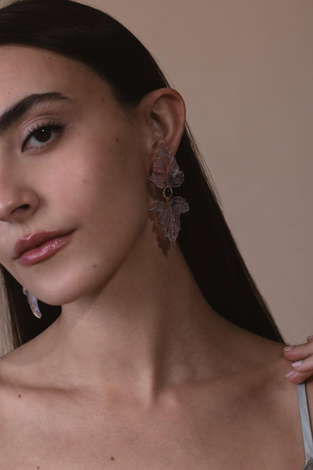 CASA CASTRO-Amethyst Mother Nature Earrings-YELLOW GOLD