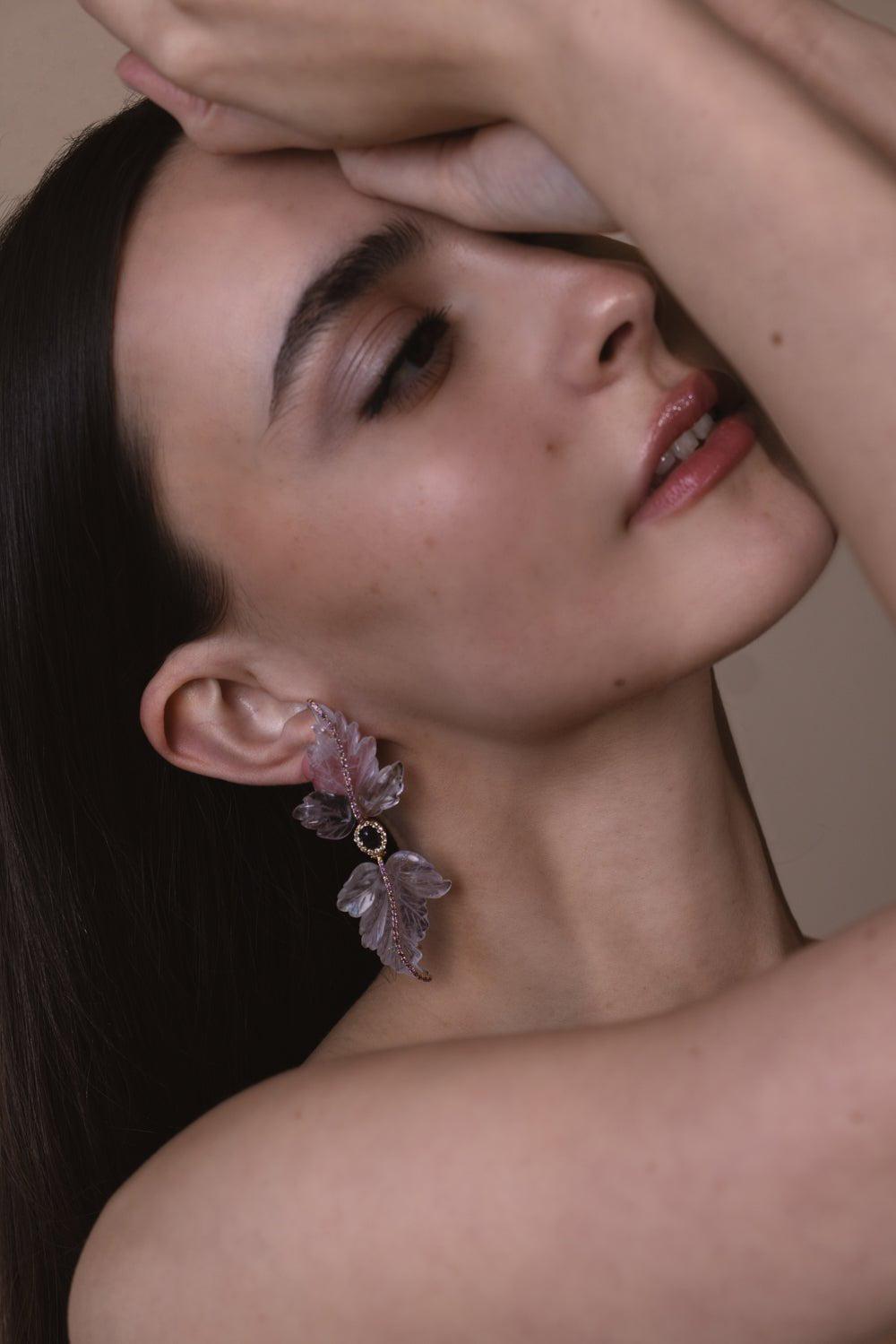 CASA CASTRO-Amethyst Mother Nature Earrings-YELLOW GOLD