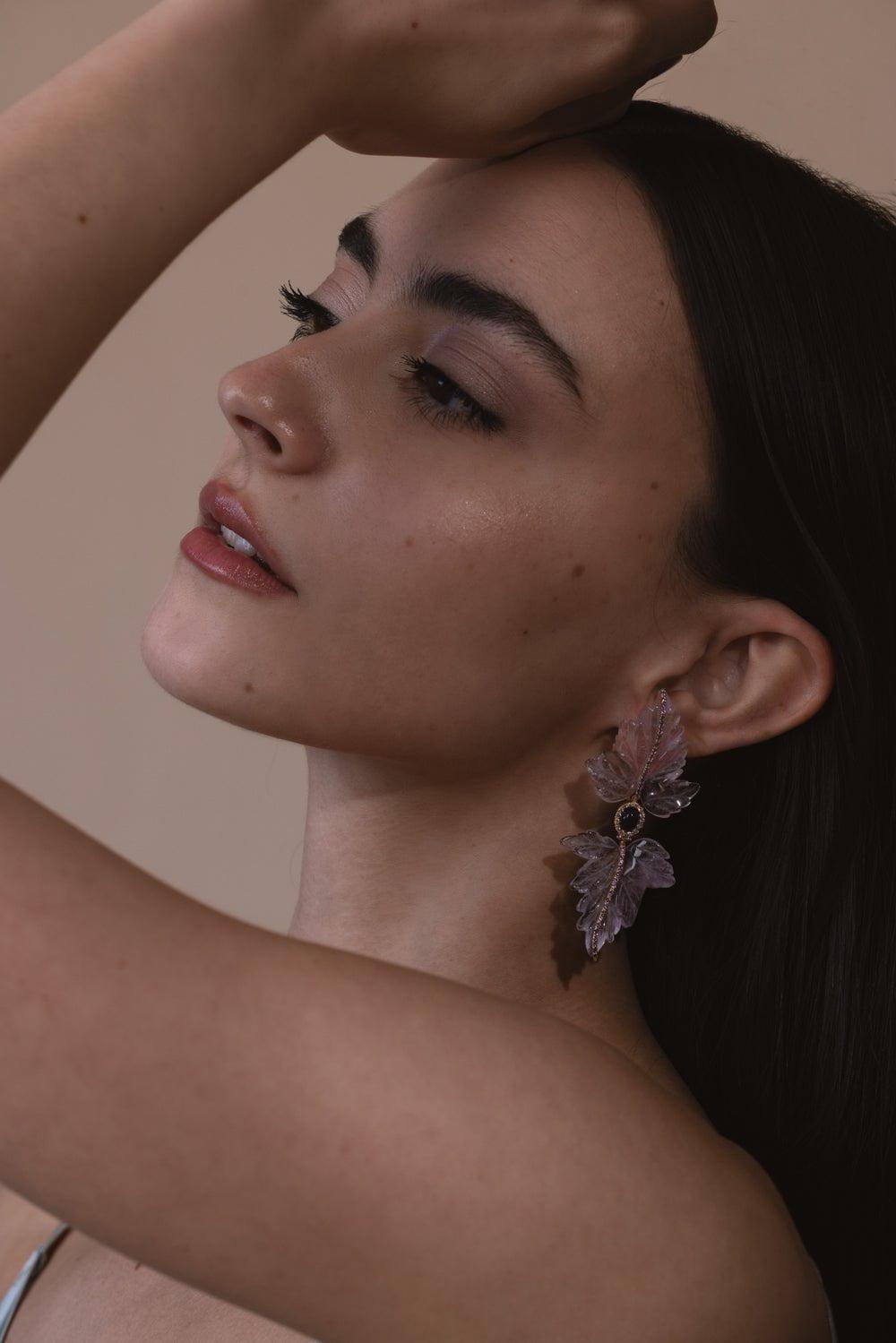 CASA CASTRO-Amethyst Mother Nature Earrings-YELLOW GOLD