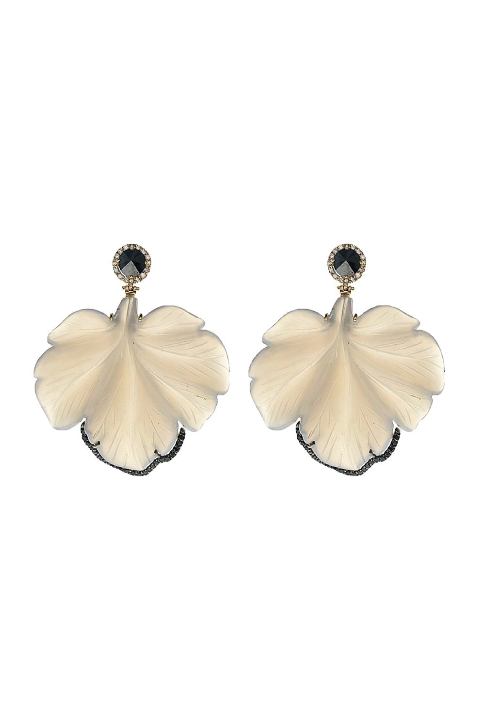 CASA CASTRO-Gray Agate Mother Nature Earrings-YELLOW GOLD