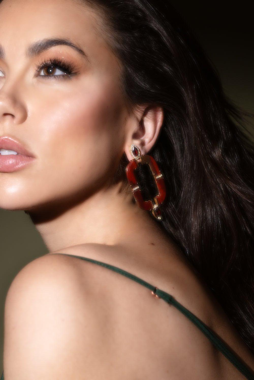 CASA CASTRO-Red Jasper Mother Nature Earrings-YELLOW GOLD