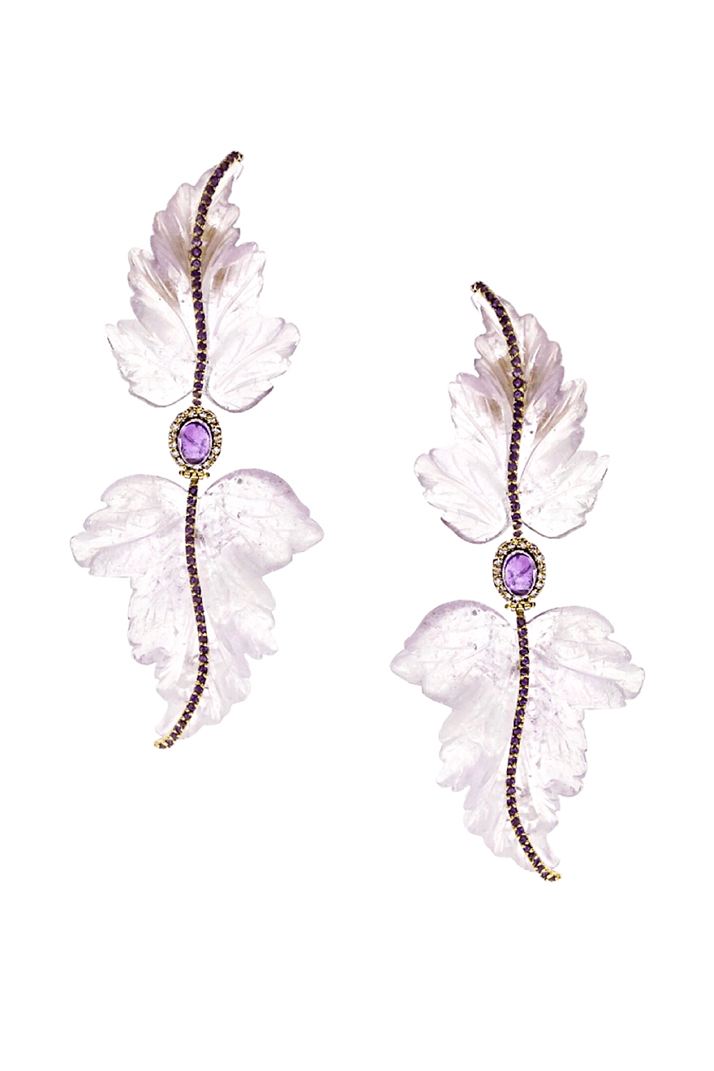 CASA CASTRO-Amethyst Mother Nature Earrings-YELLOW GOLD