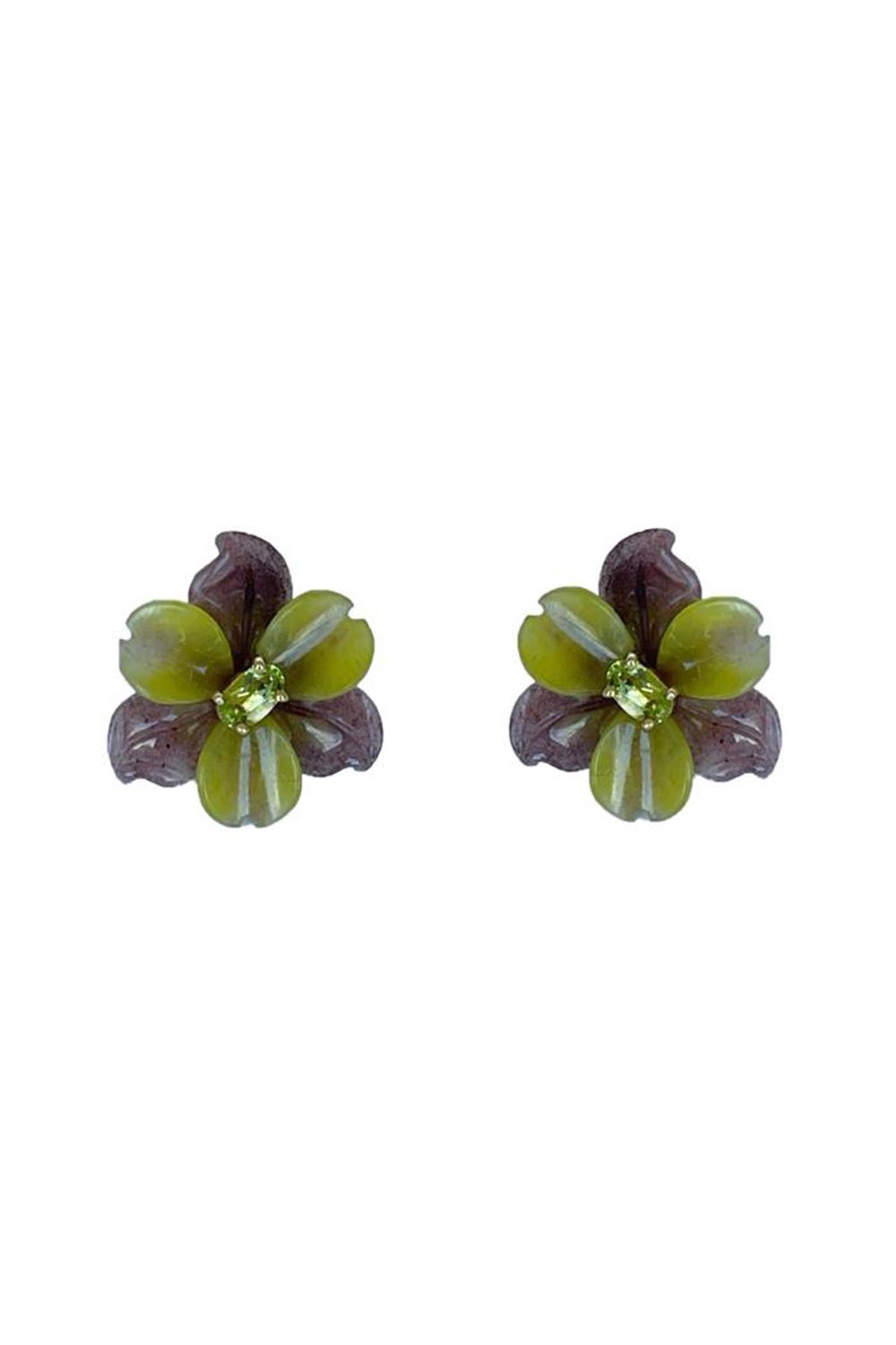 CASA CASTRO-Small Aventurine Mother Nature Earrings-YELLOW GOLD