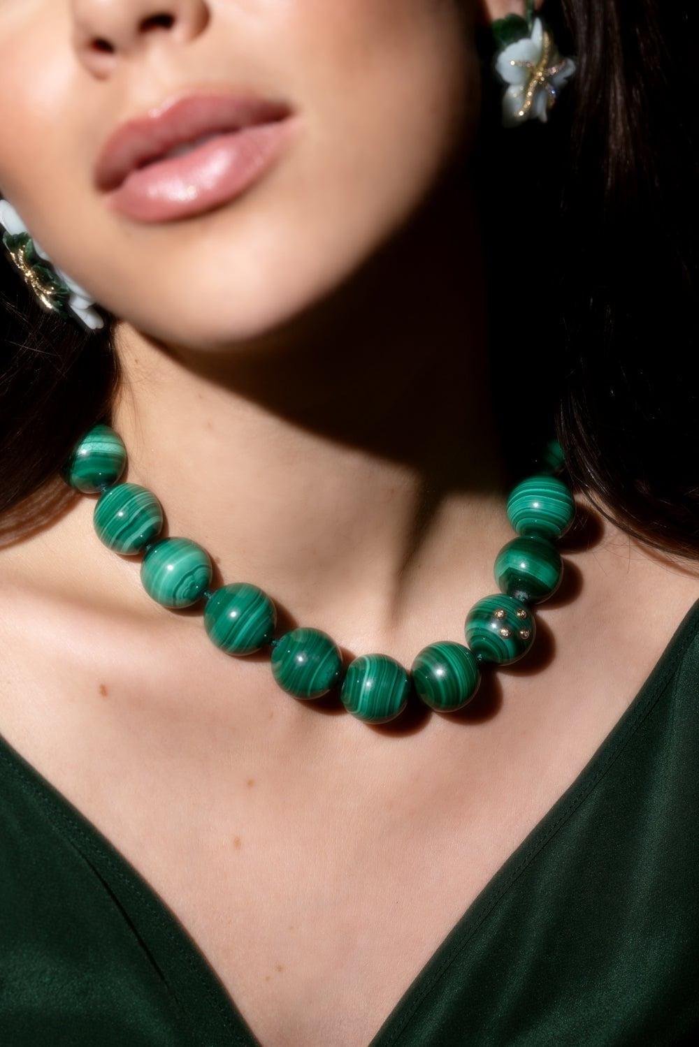 CASA CASTRO-Malachite Mother Nature Necklace-YELLOW GOLD
