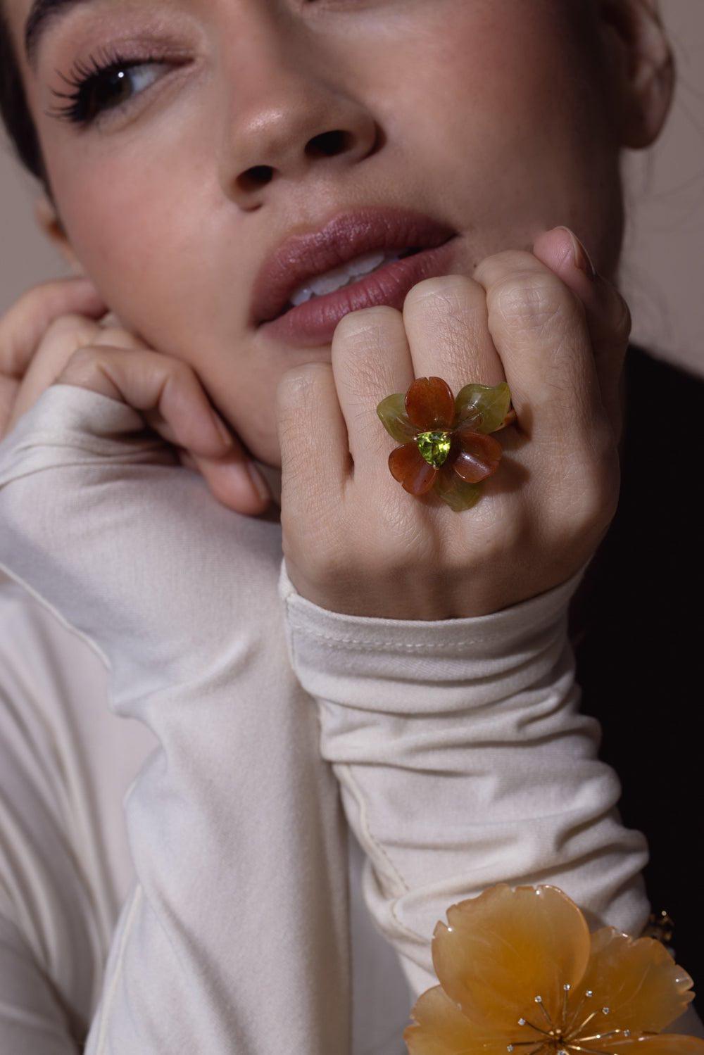 CASA CASTRO-Aventurine Mother Nature Ring-YELLOW GOLD