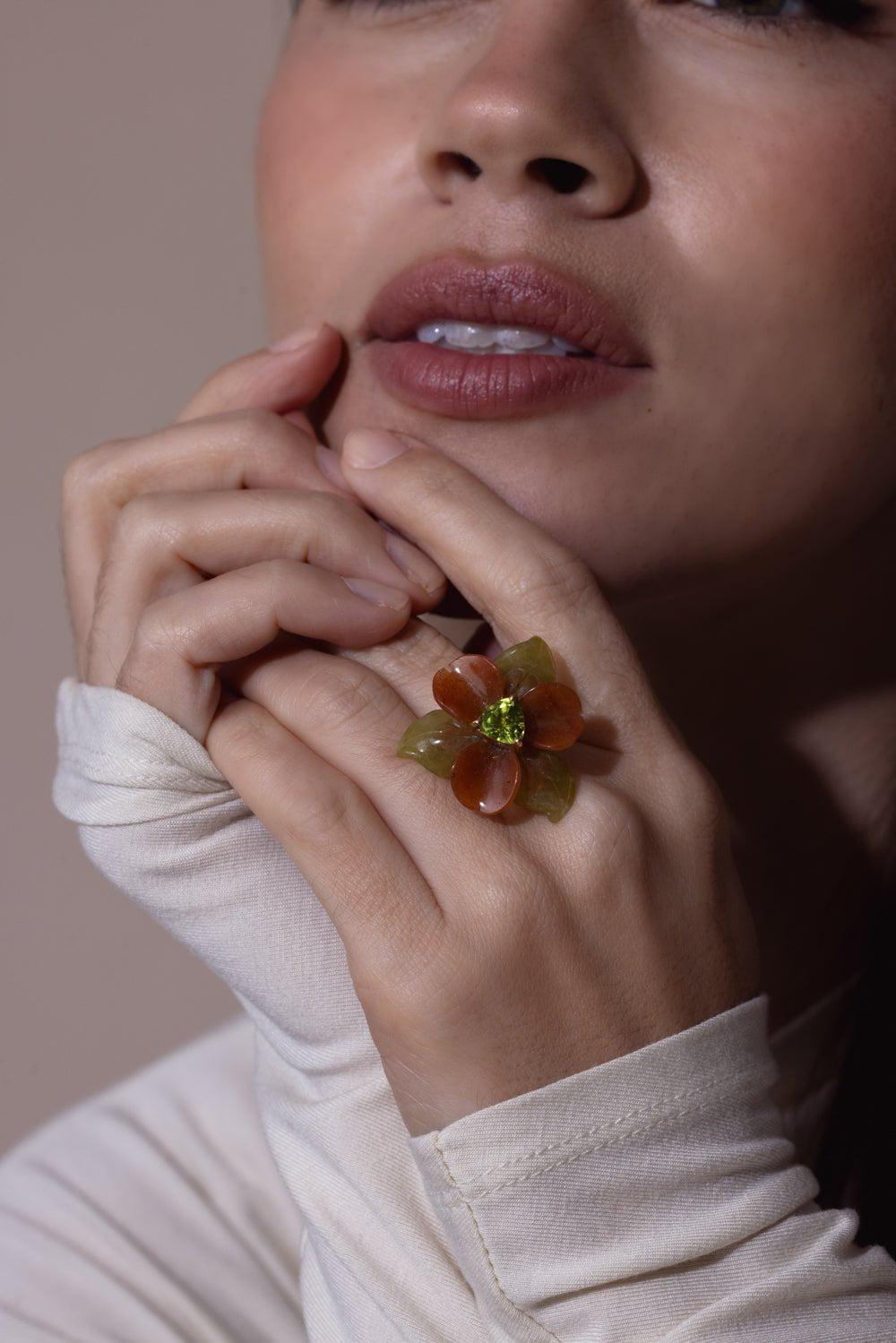 CASA CASTRO-Aventurine Mother Nature Ring-YELLOW GOLD