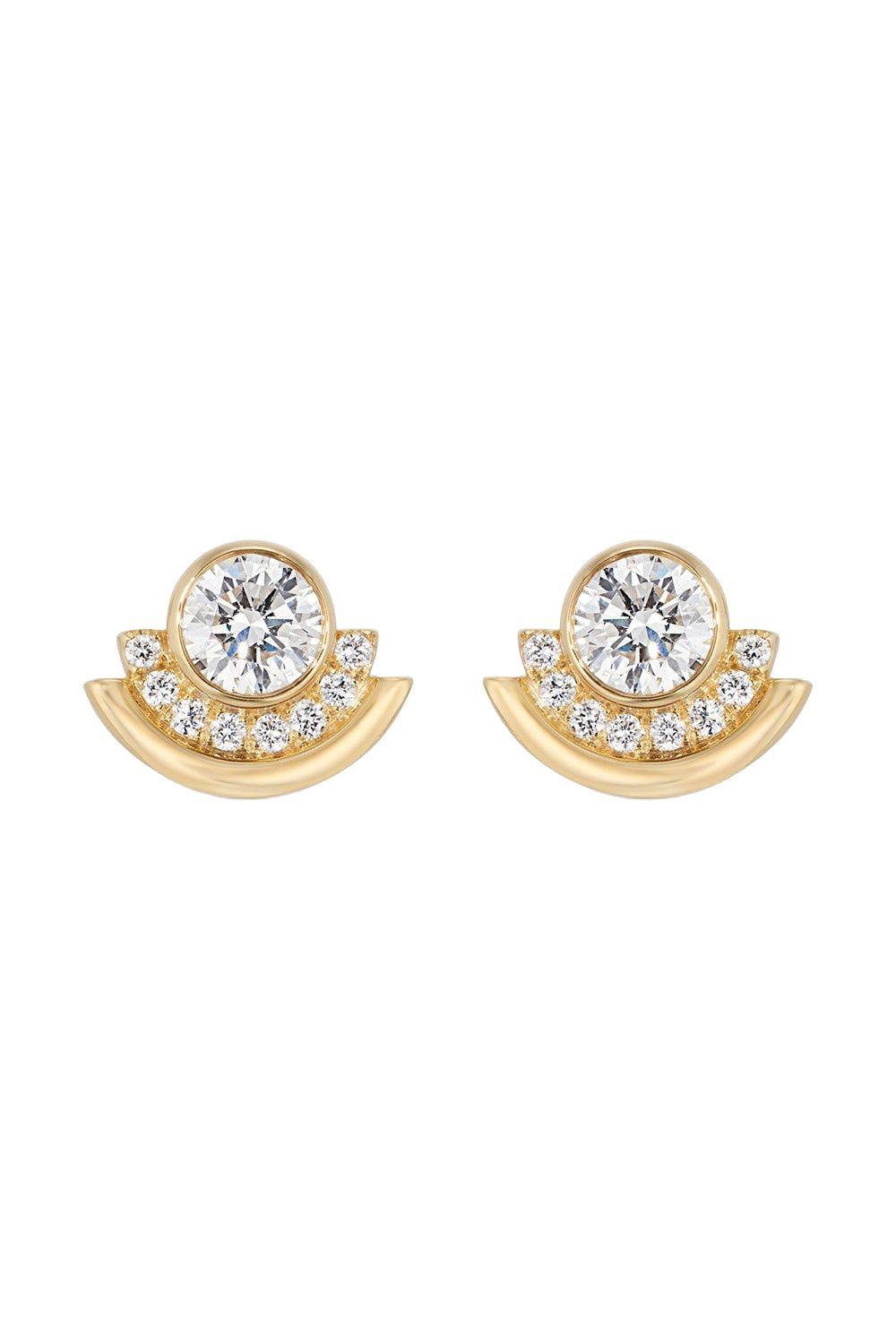 Arc Diamond Stud Earrings-YELLOW GOLD-JEWELRY FINE JEWELEARRING-CASEY PEREZ