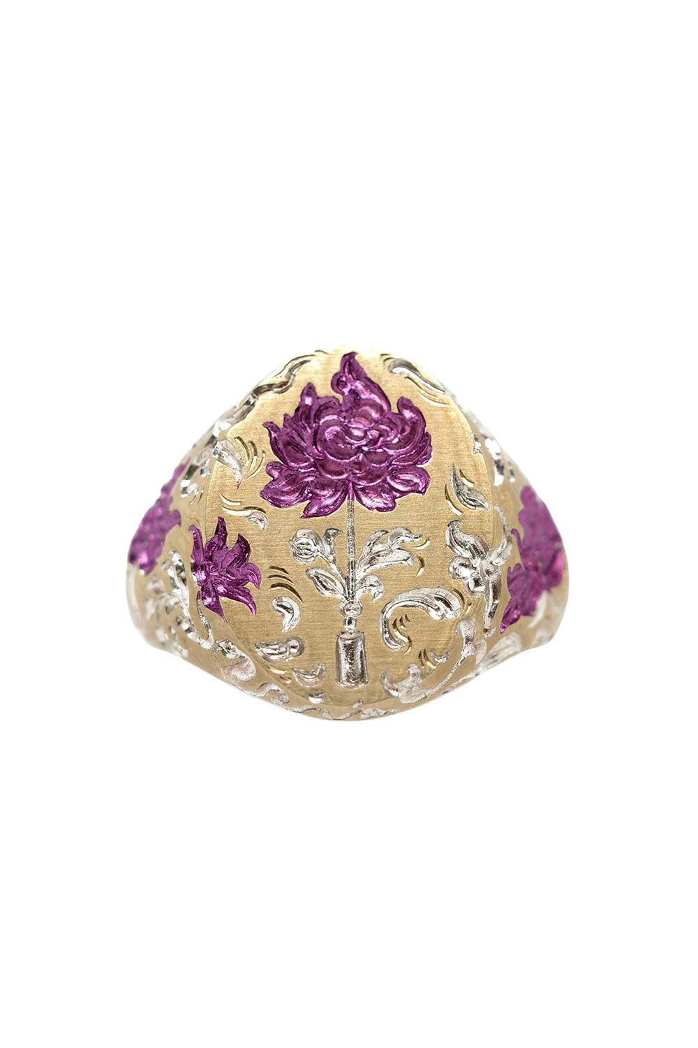 Vase Of Peonies Signet Ring-YELLOW GOLD-6.5-JEWELRYFINE JEWELRING-CASTRO SMITH