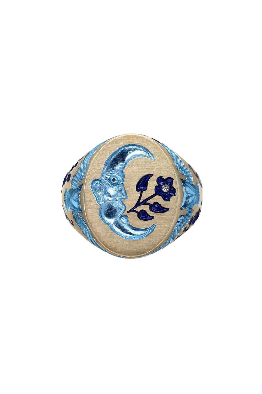 Blue Moon Owl Signet Ring-YELLOW GOLD-6.5-JEWELRYFINE JEWELRING-CASTRO SMITH