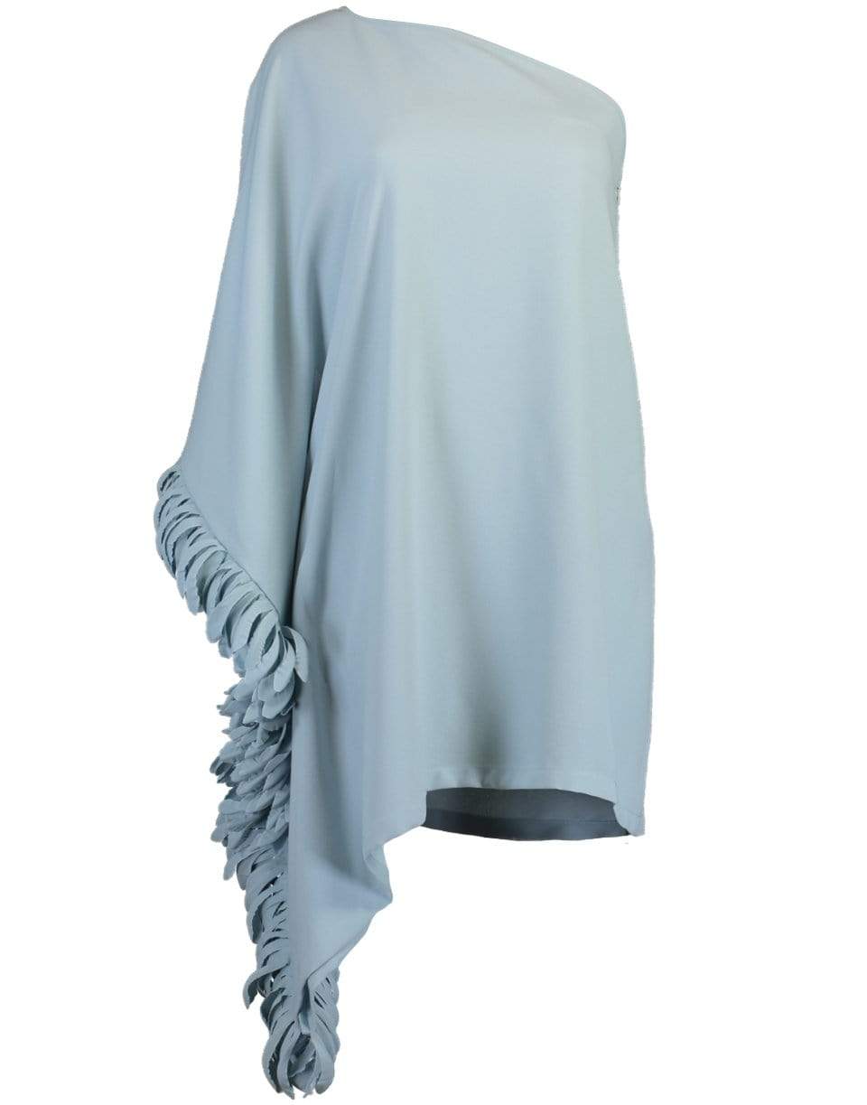 CATHERINE REGEHR-One Shoulder Dress With Anemone Trim-PALEBLU