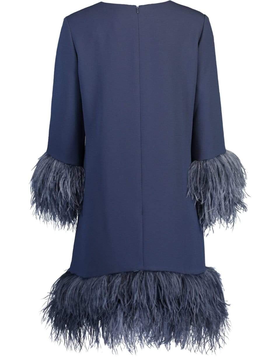 CATHERINE REGEHR-Jewel Neck Feather Trim Dress-