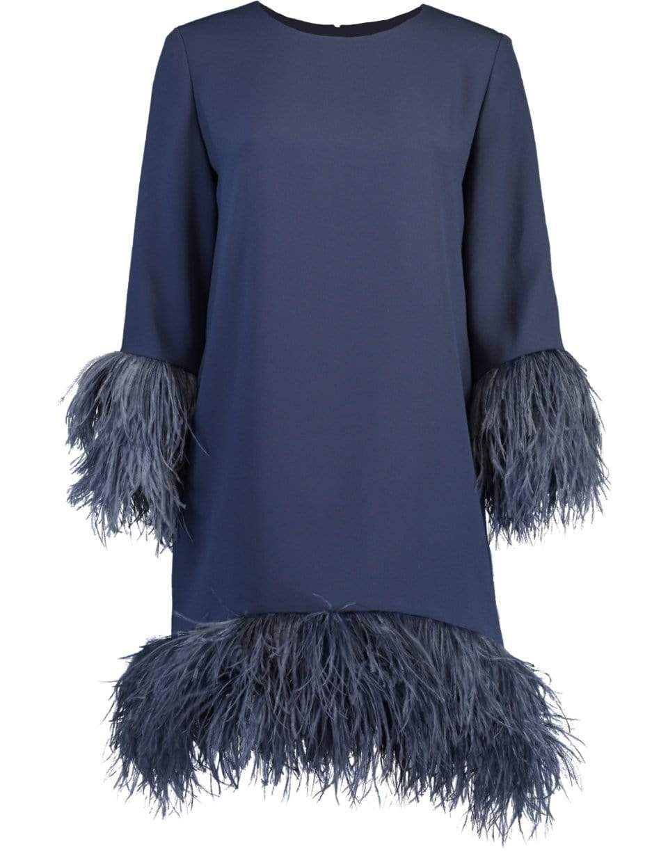 CATHERINE REGEHR-Jewel Neck Feather Trim Dress-