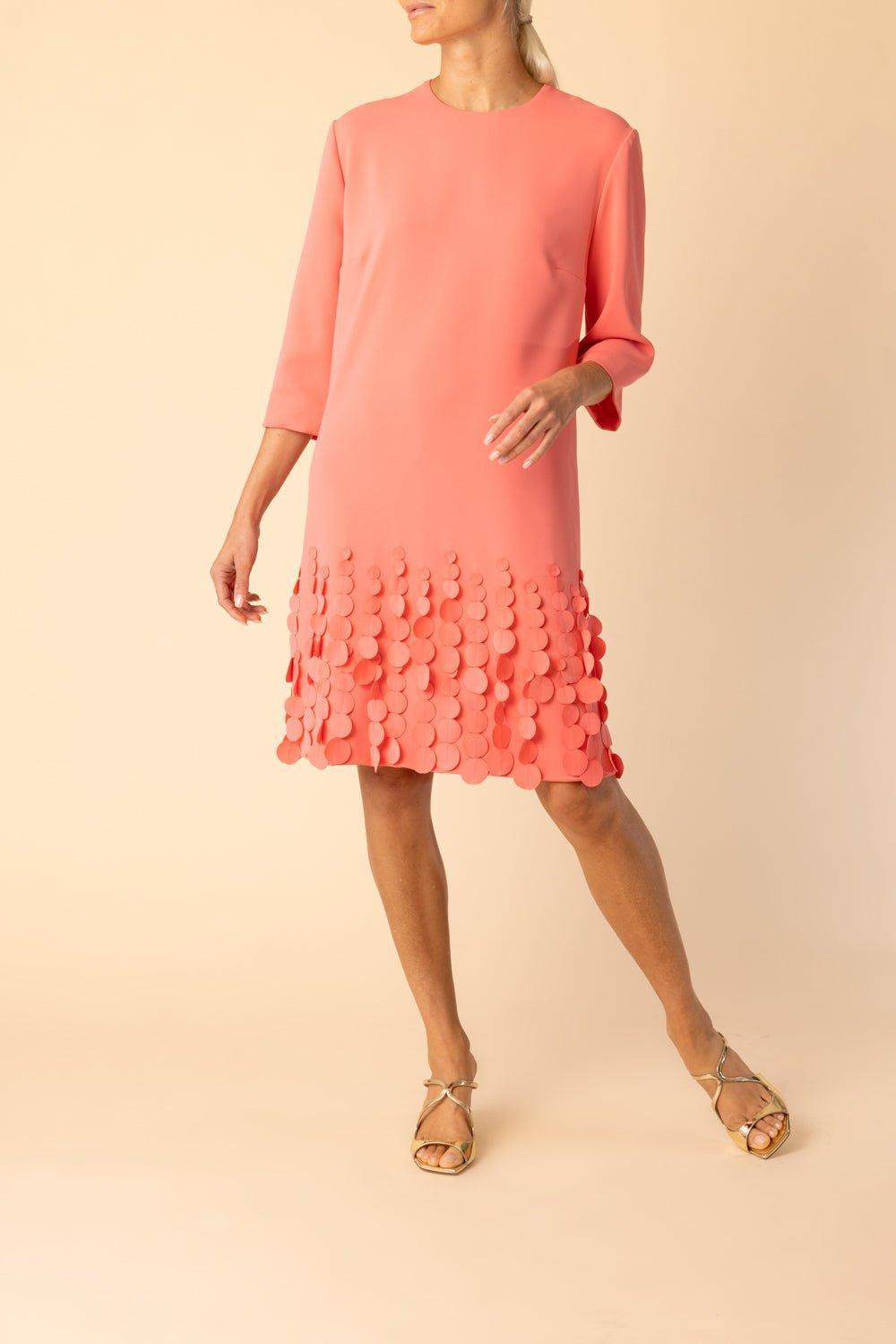 CATHERINE REGEHR-Three Quarter Sleeve Arak Dress - Coral-CORAL