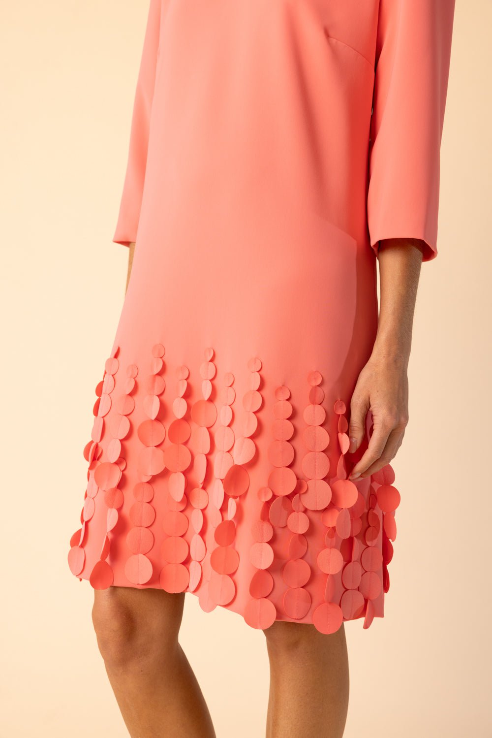 CATHERINE REGEHR-Three Quarter Sleeve Arak Dress - Coral-CORAL