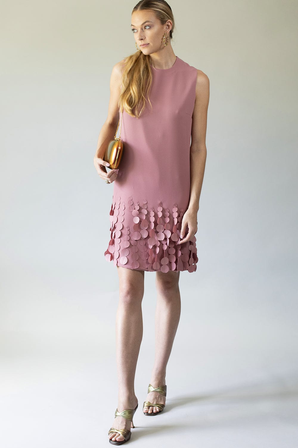 CATHERINE REGEHR-Sleeveless Jewel Neck Dress-DUSTY ROSE