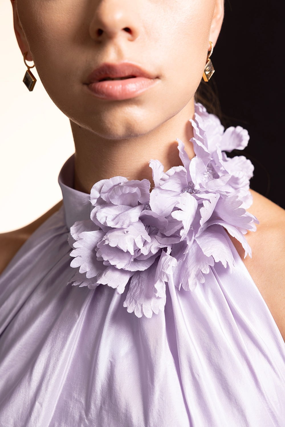 CATHERINE REGEHR-Floral Collar Halter Neck Dress-