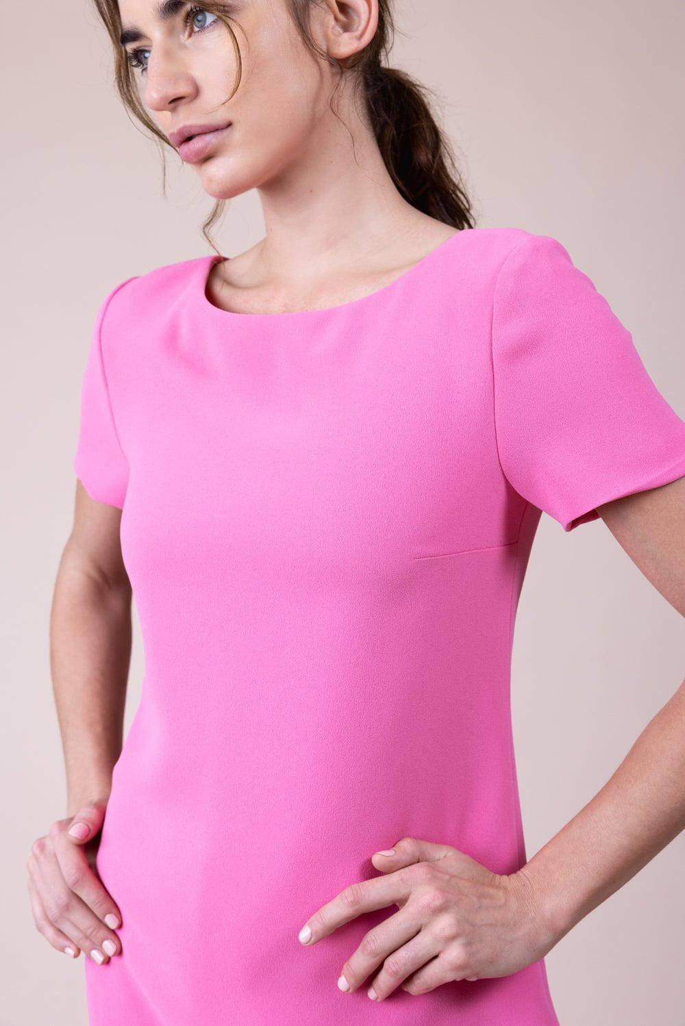 CATHERINE REGEHR-Boat Neck Ruffle Hem Dress - Pink-