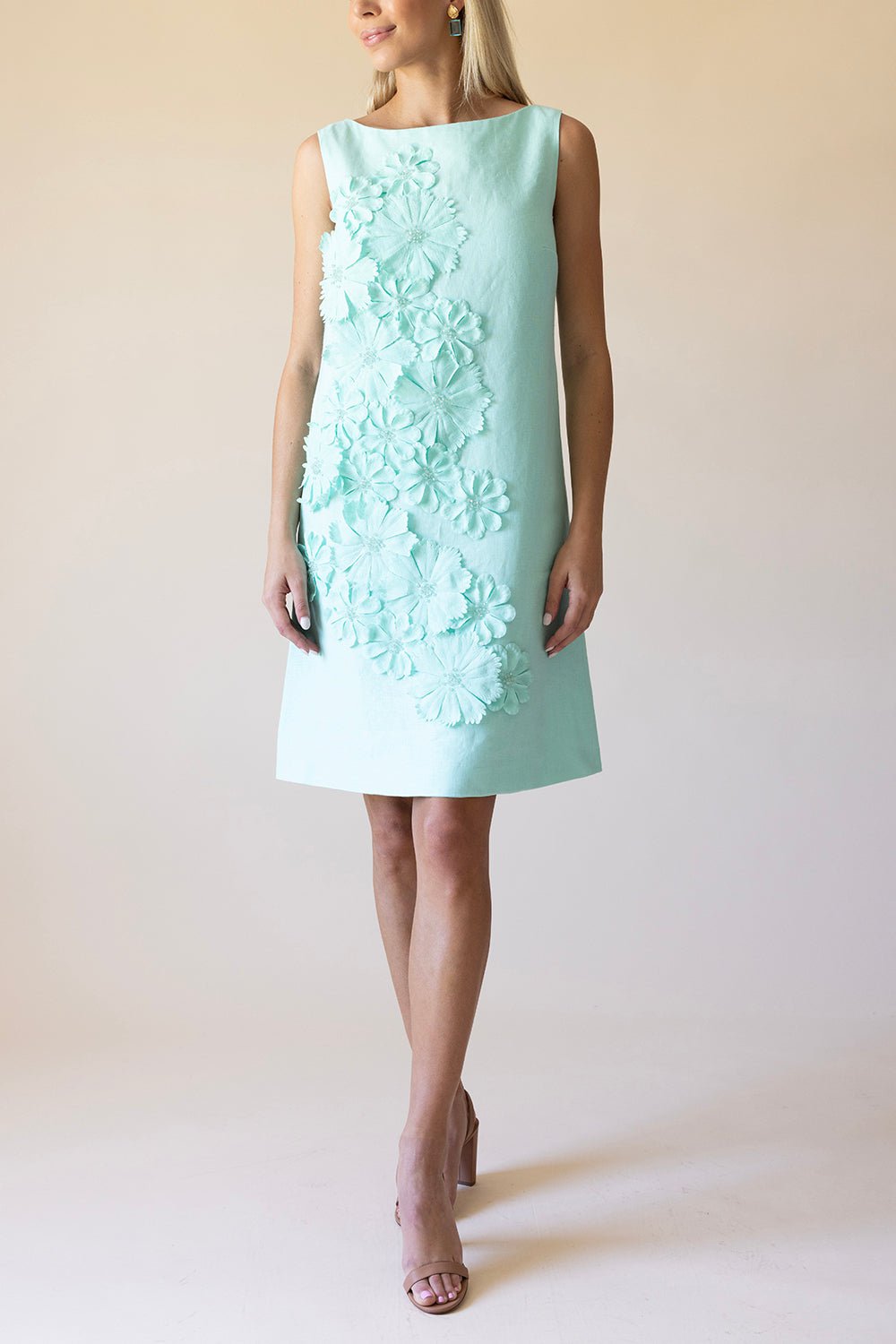 CATHERINE REGEHR-Sleeveless Floral Embroidered Dress-