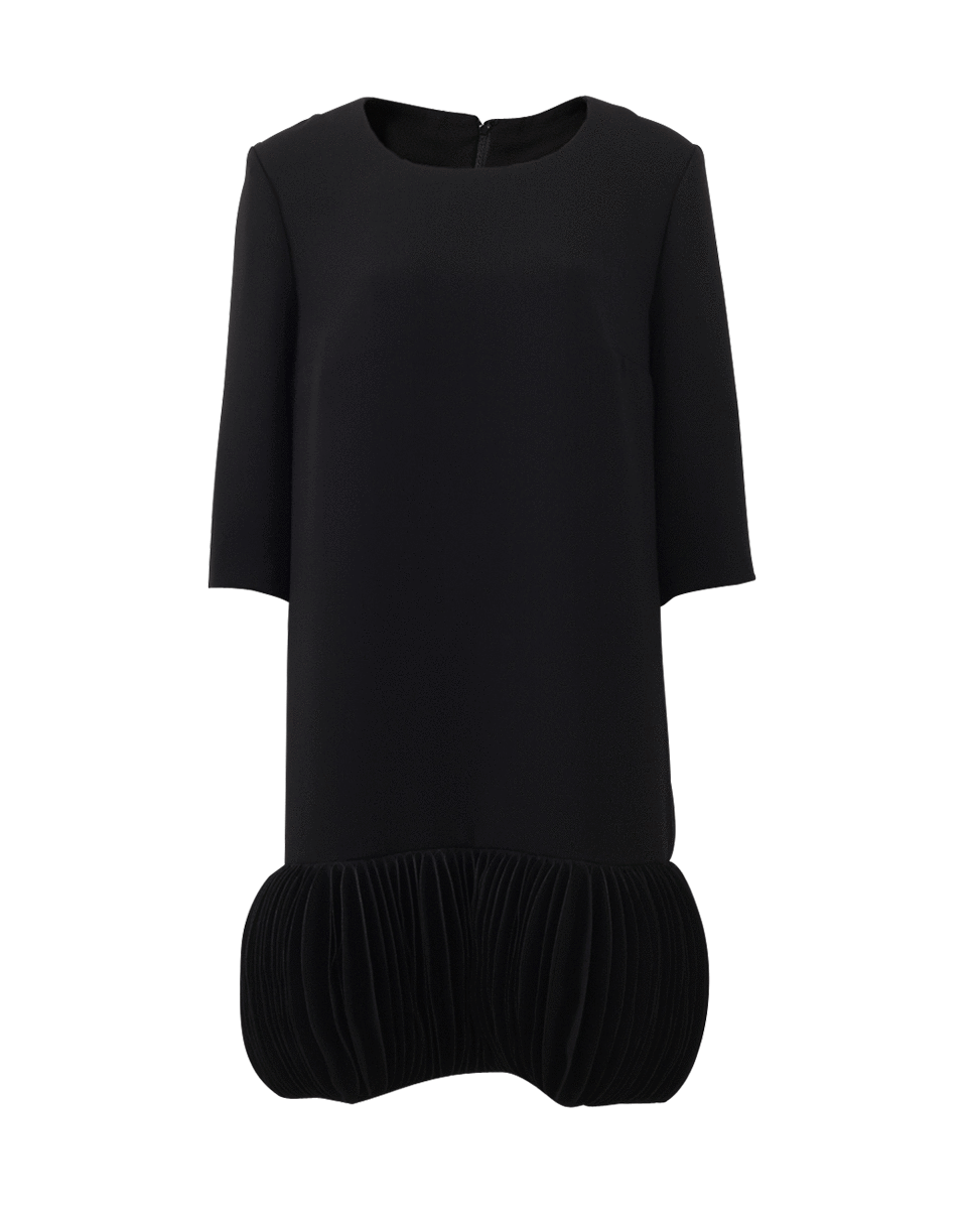 CATHERINE REGEHR-Accordion Hem Marni Shift Dress-BLACK