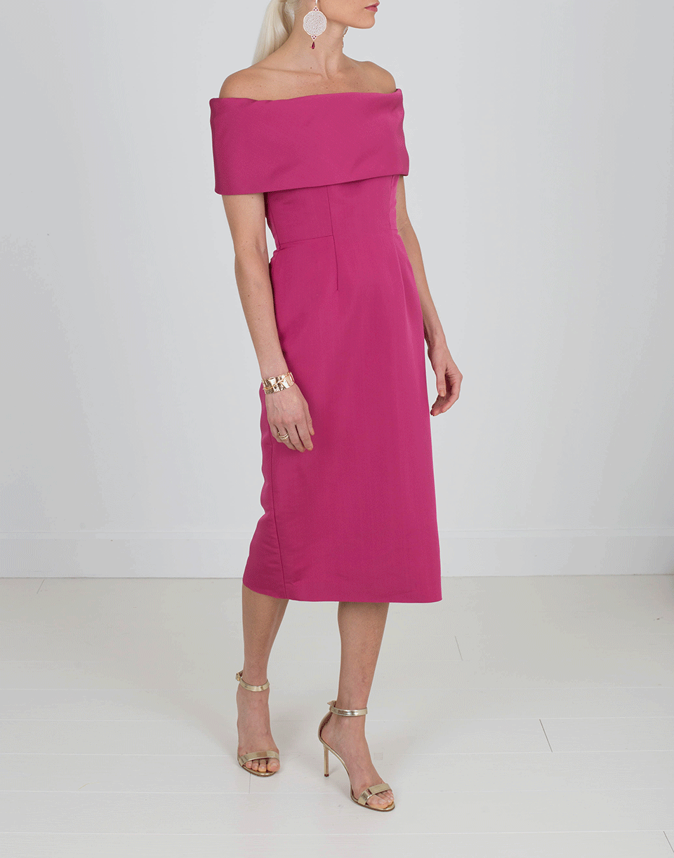 CATHERINE REGEHR-Off Shoulder Dress-RASPBRRY