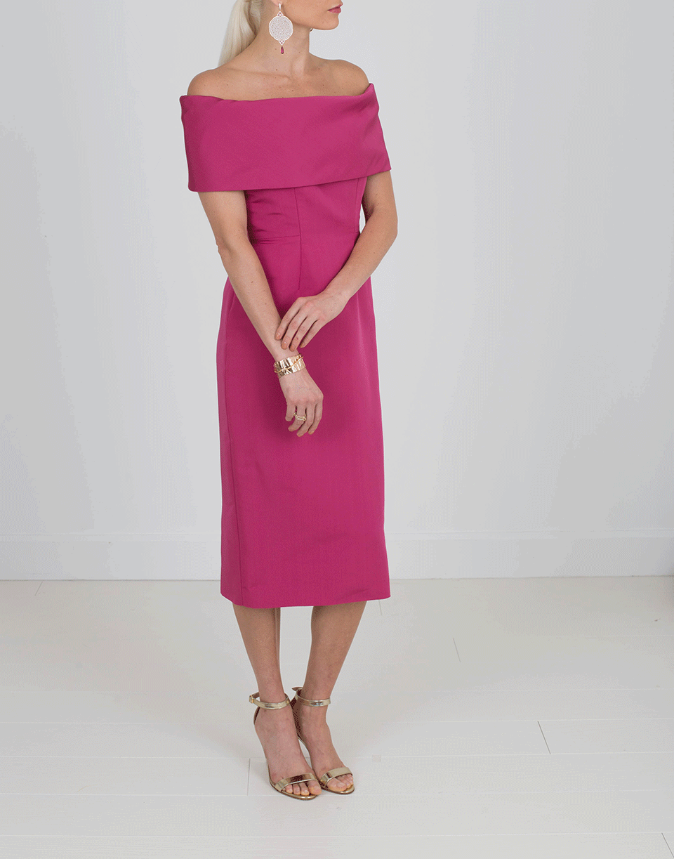 CATHERINE REGEHR-Off Shoulder Dress-RASPBRRY