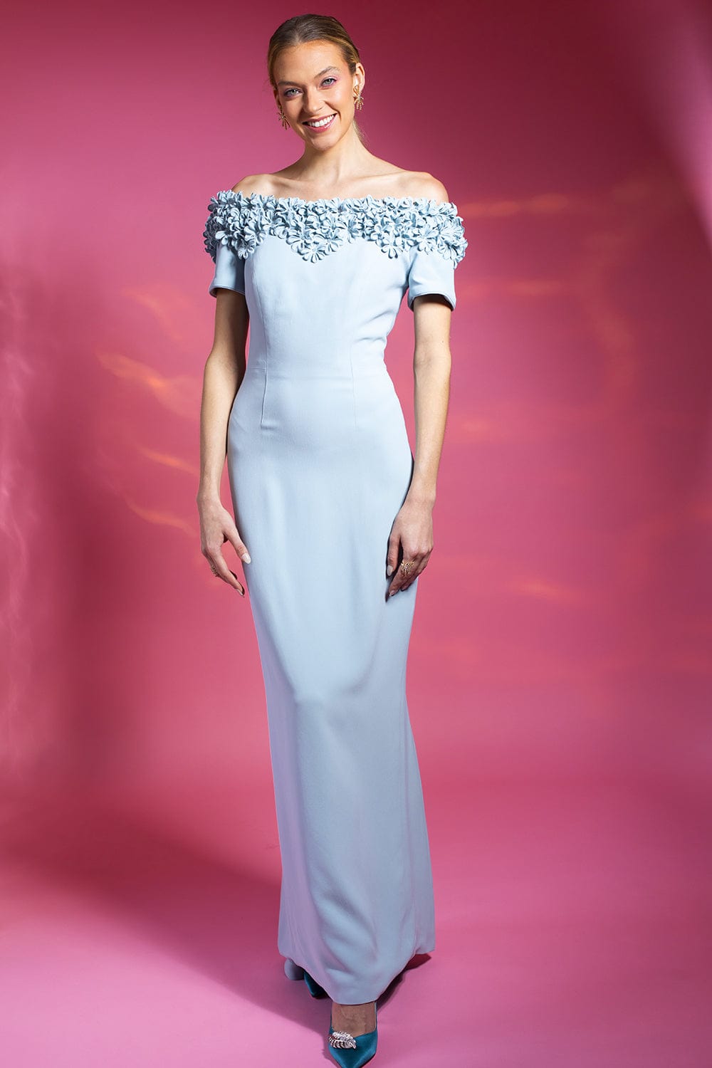 CATHERINE REGEHR-Blanche Gown Off Shoulder-