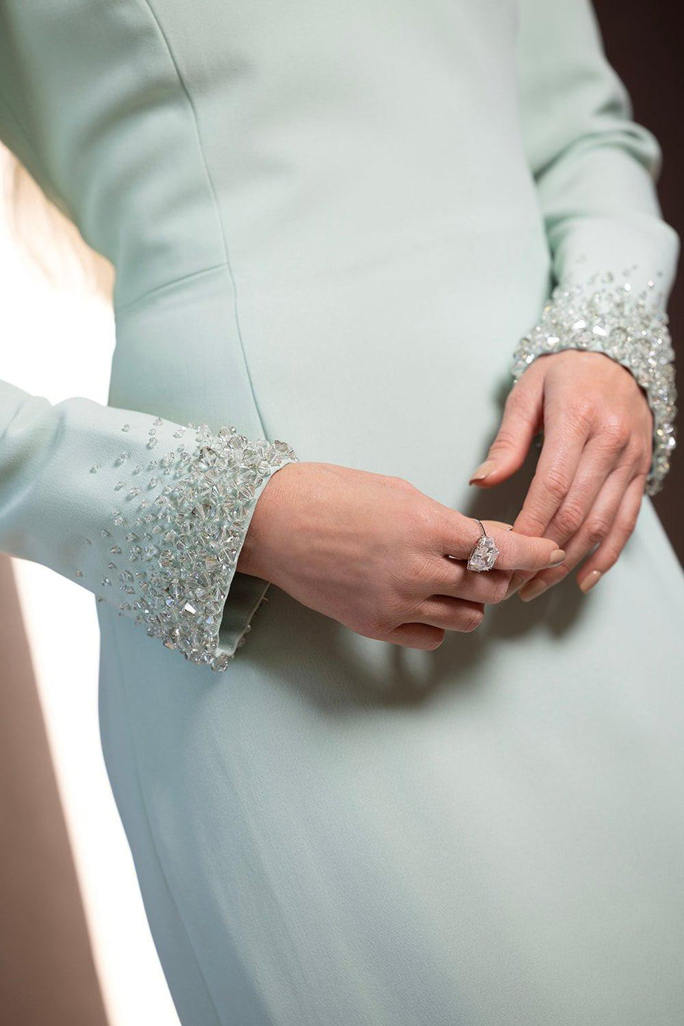 Vneck Beaded Cuff Dress