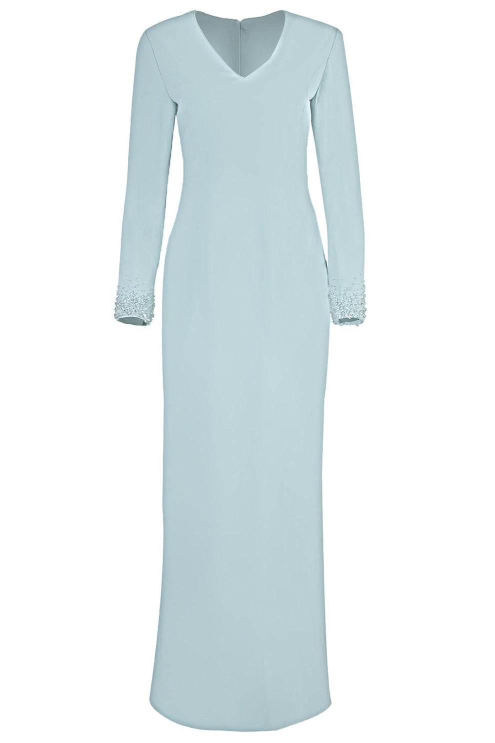 CATHERINE REGEHR: Vneck Beaded Cuff Dress
