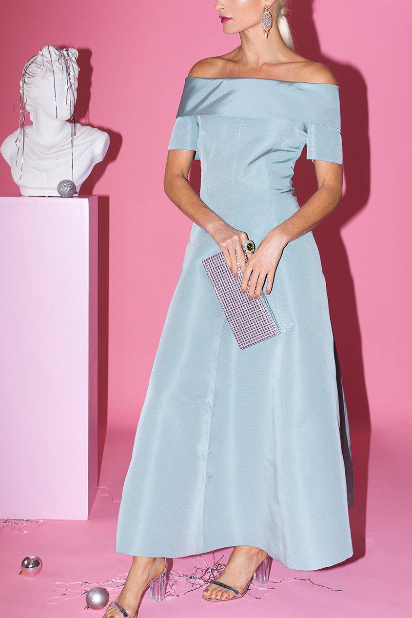 CATHERINE REGEHR: V Back Alice Van Der Rohe Dress - Stone CATHERINE REGEHR: V Back Alice Van Der Rohe Dress - Stone