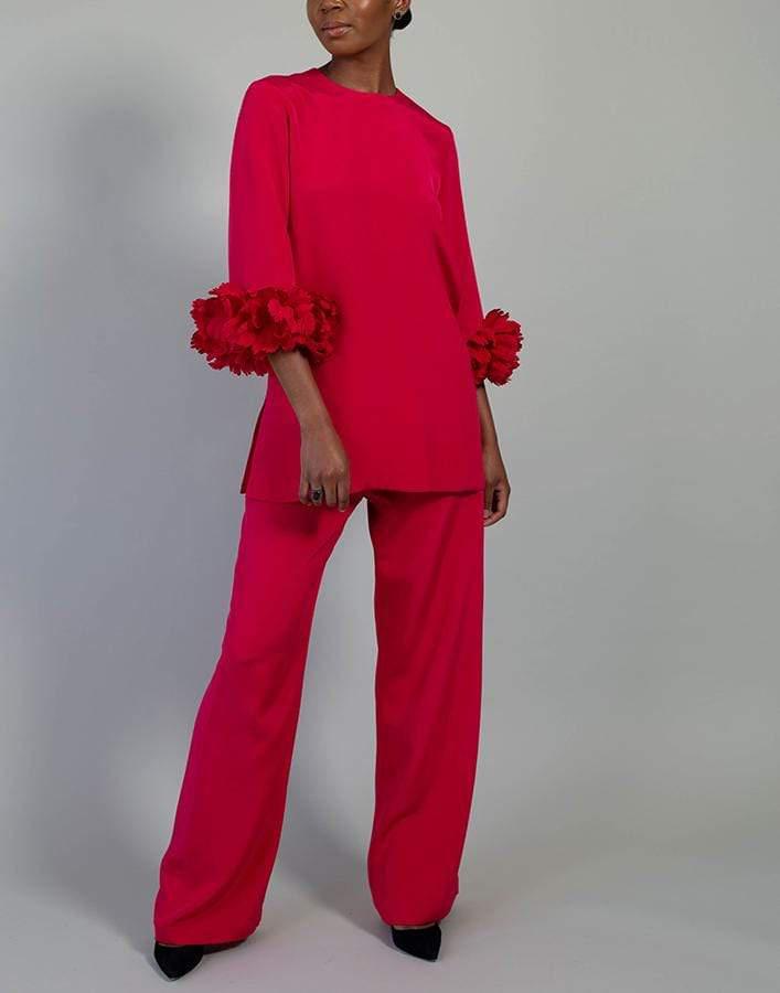 CATHERINE REGEHR-Red Tulip Cuff Top-