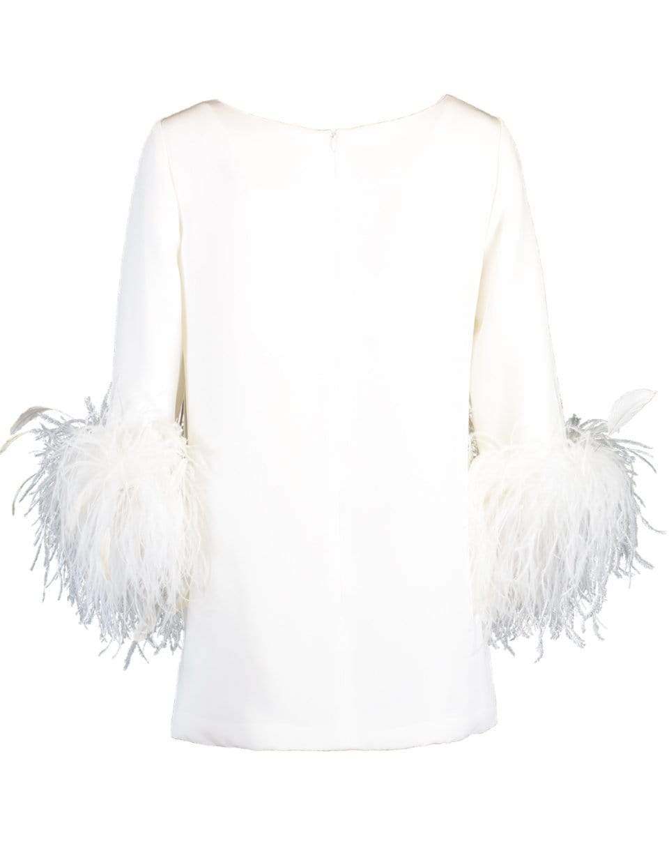 CATHERINE REGEHR-White Feather Cuff Boat Neck Top-