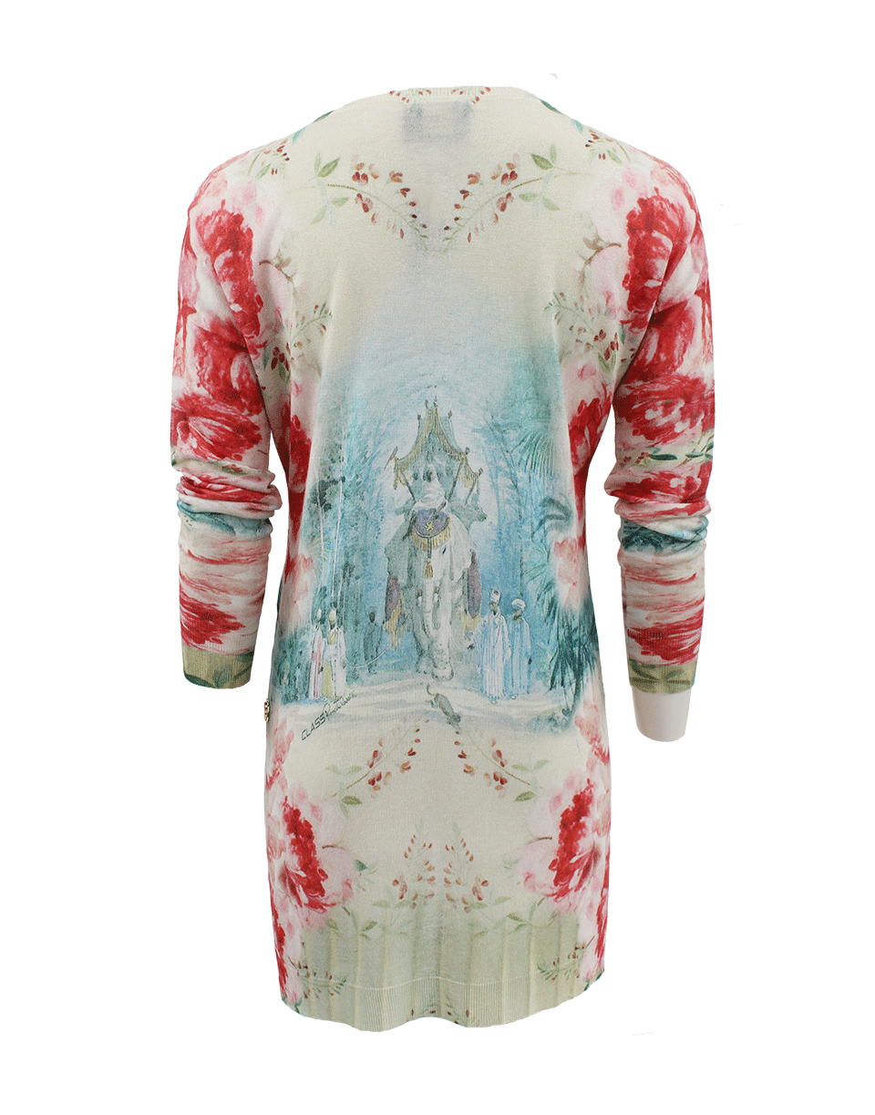 CAVALLI CLASS-Long Sleeve V-Neck Morrocan Pullover-