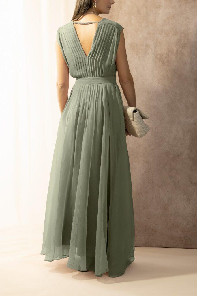 Crispy Volume Dress-GREEN-S-CLOTHINGDRESSCASUAL-BRUNELLO CUCINELLI