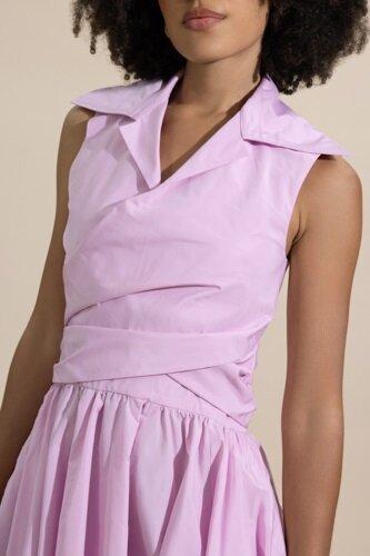 Draped Midi Dress-PINK-36-CLOTHINGDRESSCASUAL-PATOU