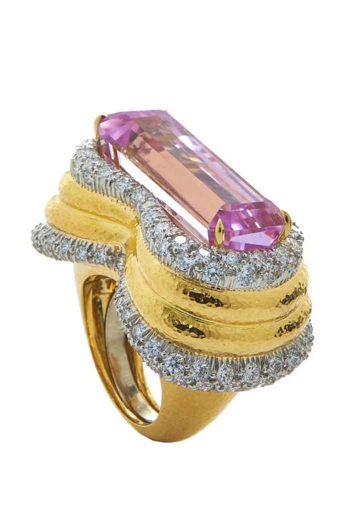 Kunzite Diamond Couture Ring-YELLOW GOLD-6-JEWELRYFINE JEWELRING-DAVID WEBB