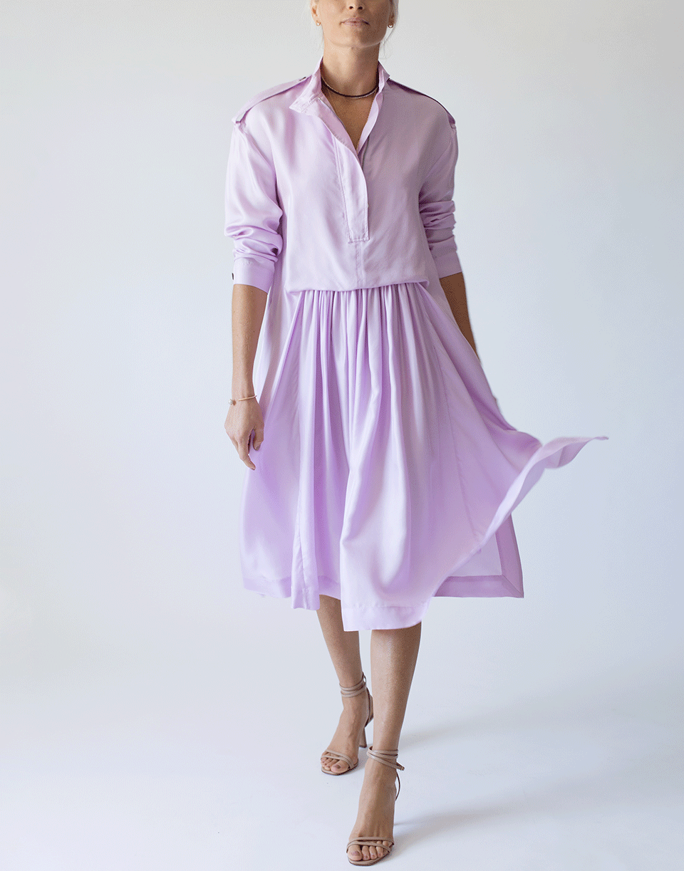 CEDRIC CHARLIER-Zip Collared Pleated Skirt Dress-