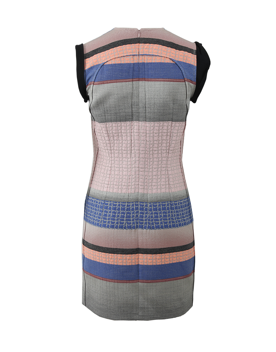 CEDRIC CHARLIER-Split Neck Striped Dress-