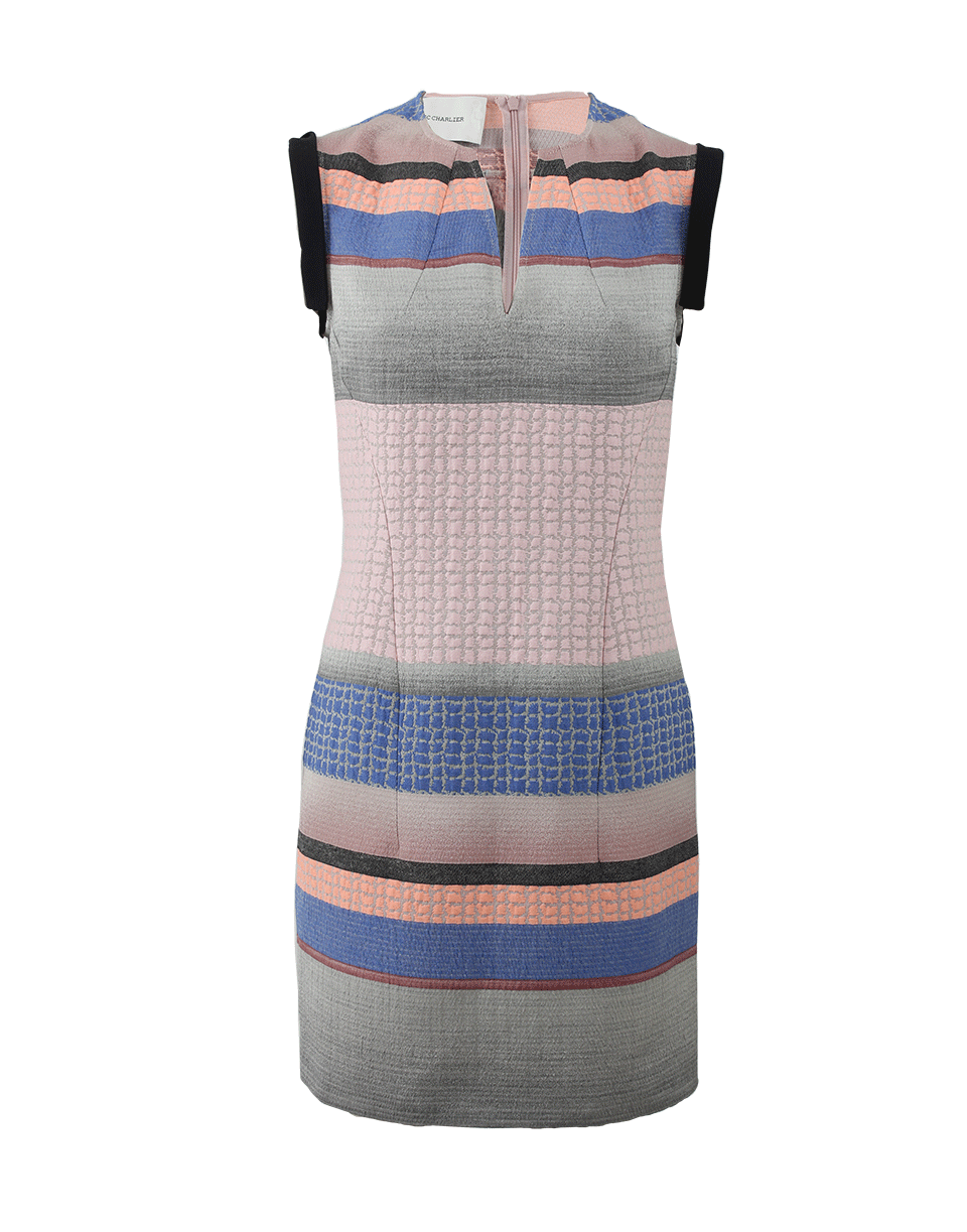 CEDRIC CHARLIER-Split Neck Striped Dress-
