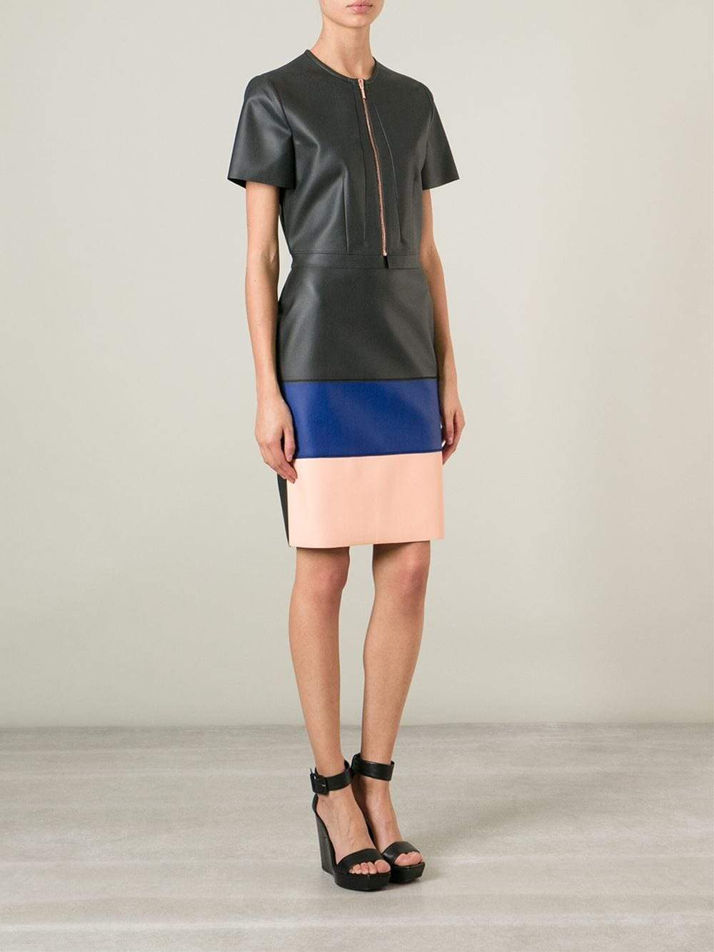 CEDRIC CHARLIER-Color Block Pencil Skirt-