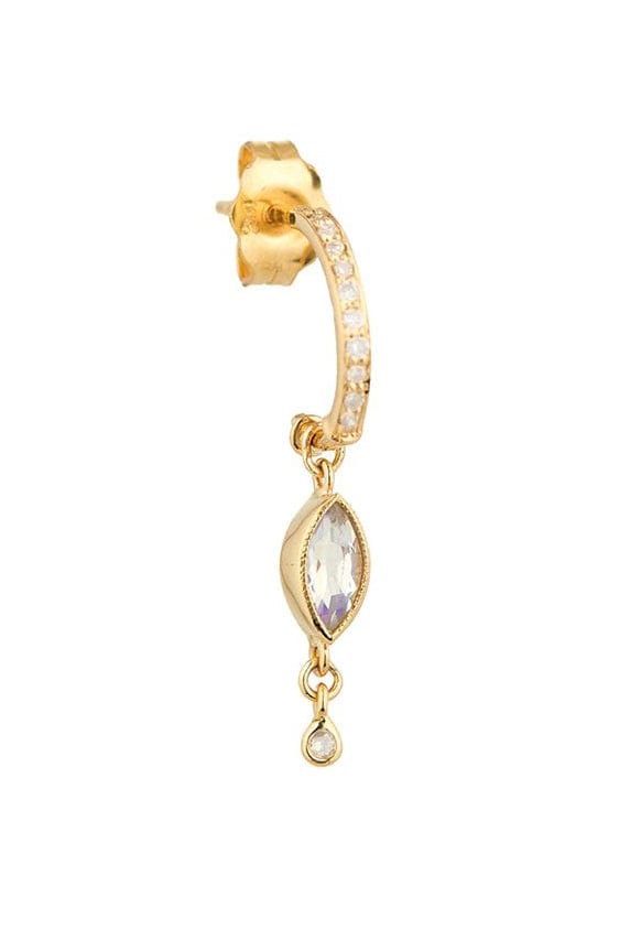 CELINE DAOUST-Marquise Moonstone Single Hoop Earring-YELLOW GOLD