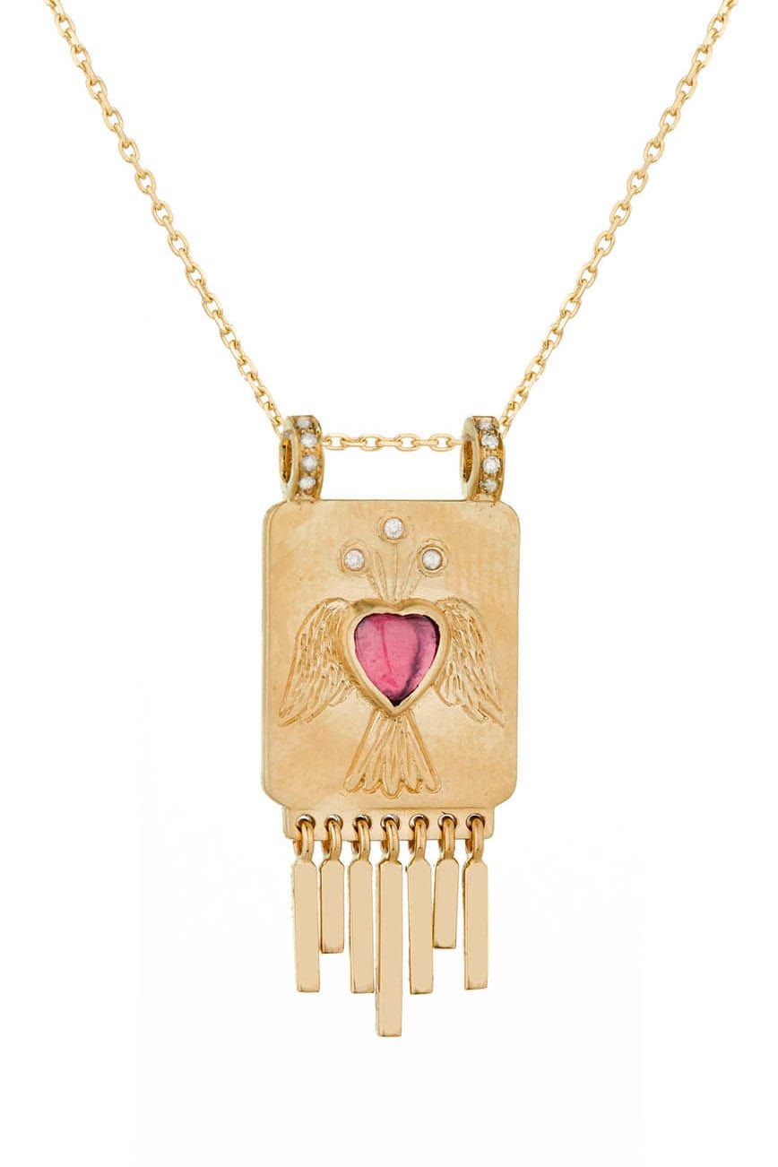 CELINE DAOUST-Heart Tourmaline Plate Necklace-YELLOW GOLD