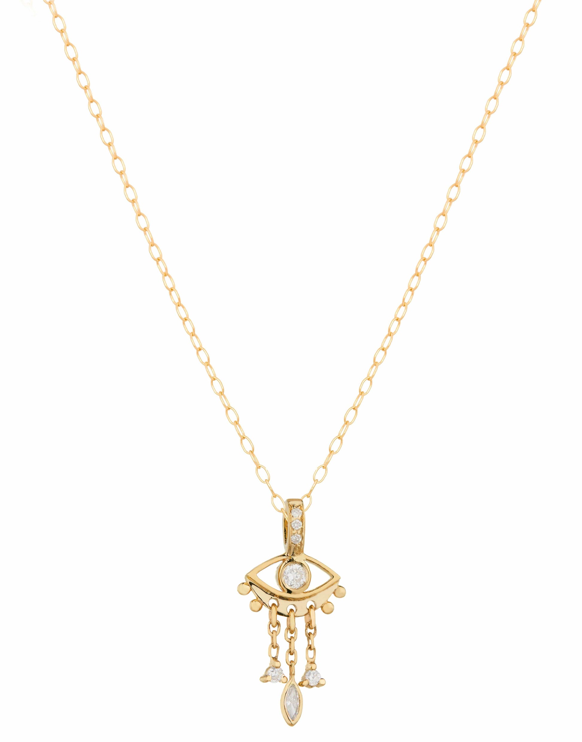 CELINE DAOUST-Small Diamond Eye Dangle Necklace-YELLOW GOLD