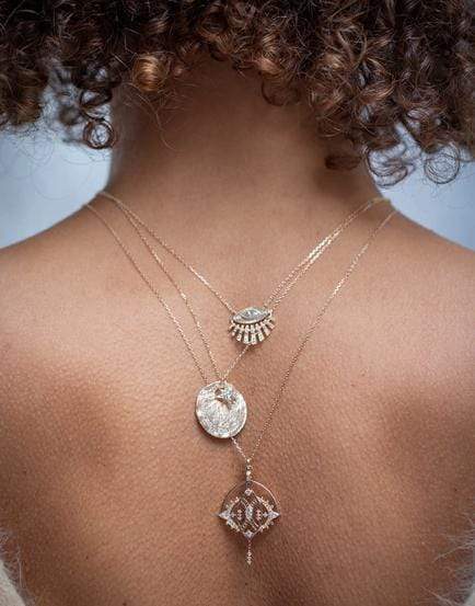 CELINE DAOUST-Sun Eye Diamond Sun Beam Necklace-YELLOW GOLD
