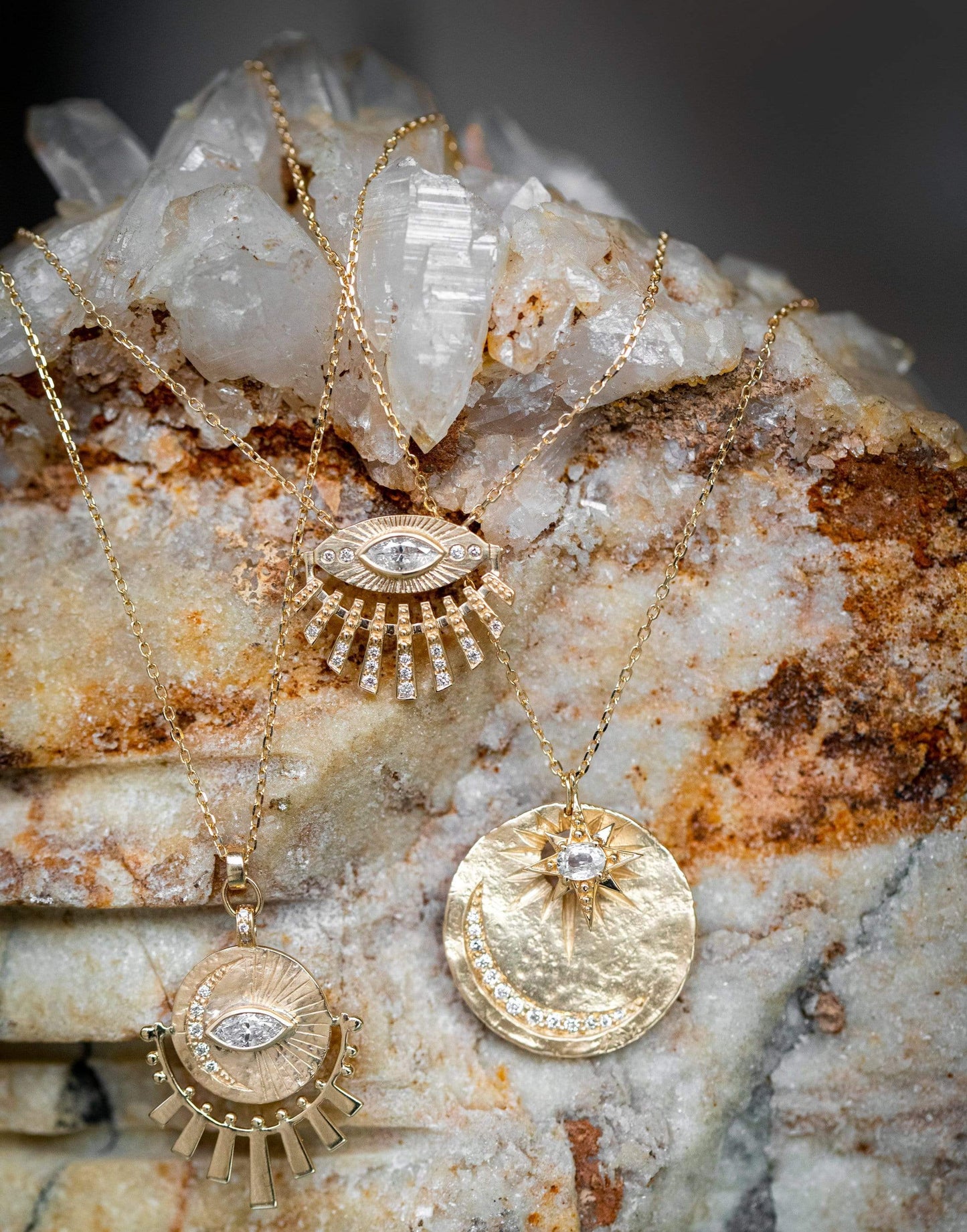 CELINE DAOUST-Sun Eye Diamond Sun Beam Necklace-YELLOW GOLD